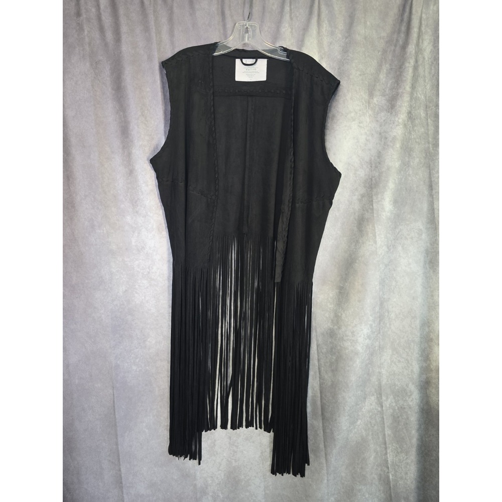 Fornia Women's Black Suede Fringe Vest Size 2XL County Cowgirl